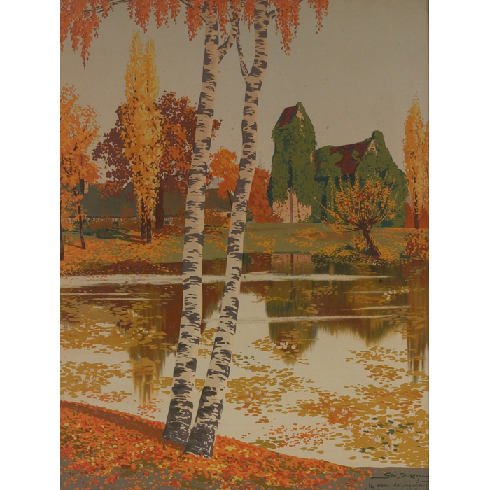 Appraisal: Georges Dorival French - Autumn Birches c poster x signed