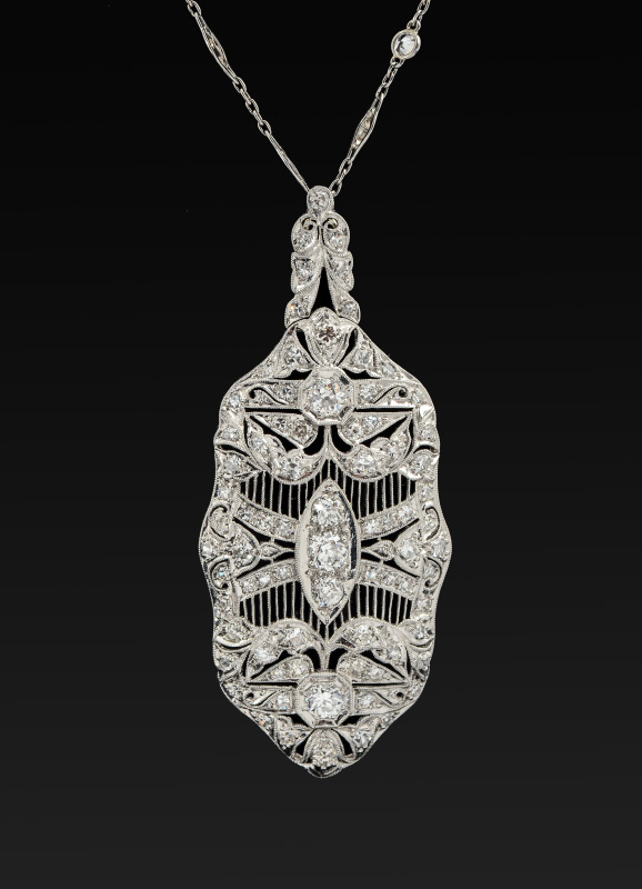 Appraisal: J E CALDWELL PLATINUM CTW DIAMOND PENDANT NECKLACE Show stopping