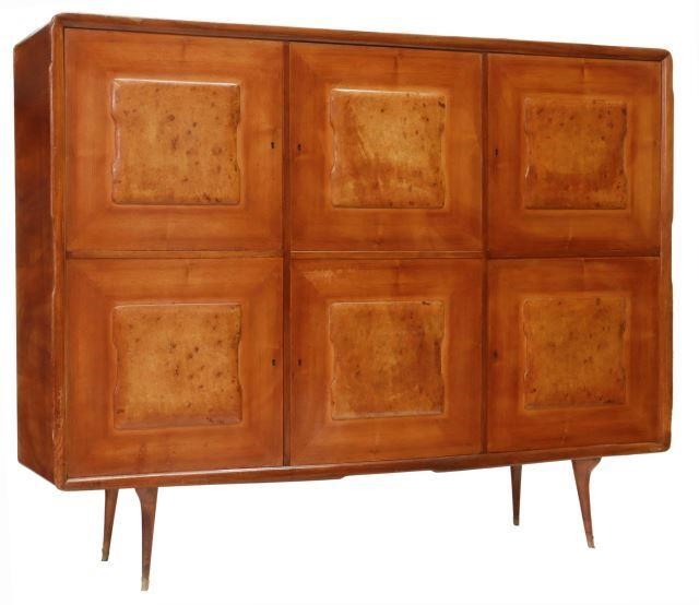 Appraisal: Italian mid-century modern walnut bar cabinet c s having five