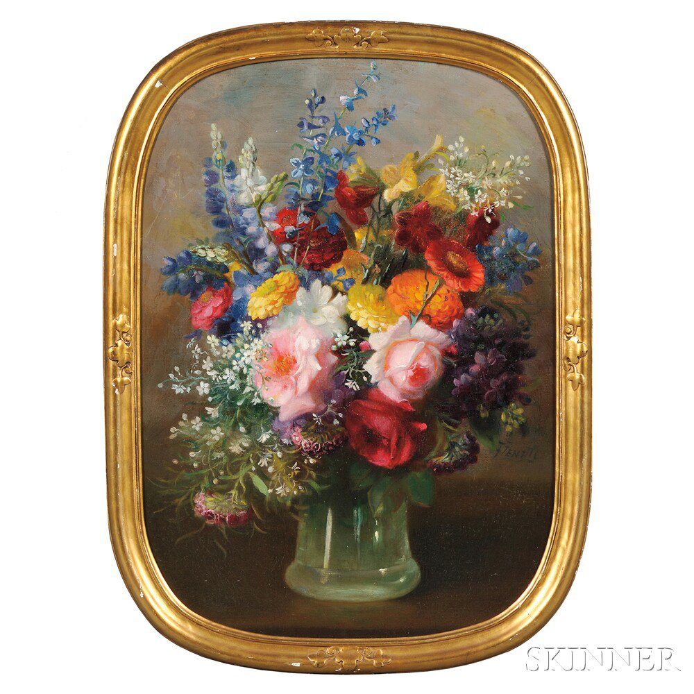 Appraisal: Frederick M Fenetti American - Floral Still Life Signed F