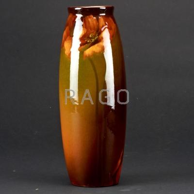 Appraisal: FRANK FERRELL WELLER Tall Louwelsa vase with poppies drilled as