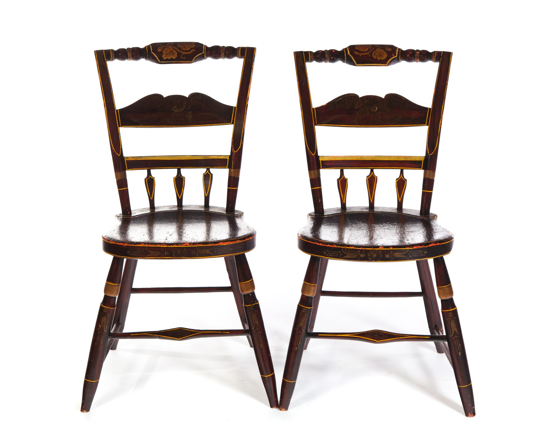 Appraisal: PAIR OF AMERICAN HITCHCOCK-TYPE SIDE CHAIRS Attributed to Zanesville Ohio