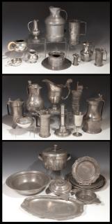 Appraisal: Large Group of Twenty-Eight Pieces of French Pewter th and