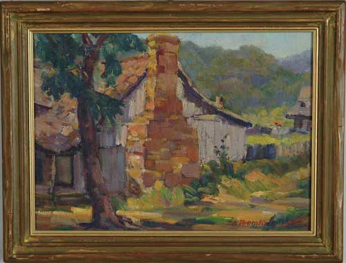 Appraisal: JOHN CARL DOEMLING American - COUNTRY HOUSE Oil on board