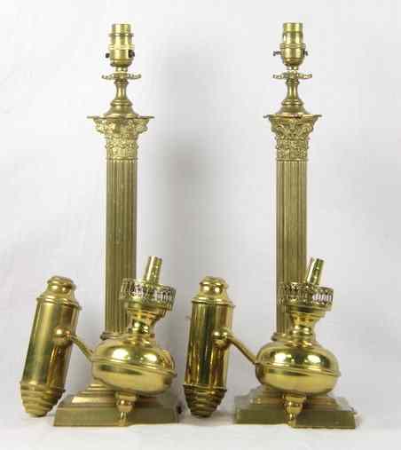 Appraisal: A pair of Corinthian column table lamps cm high and