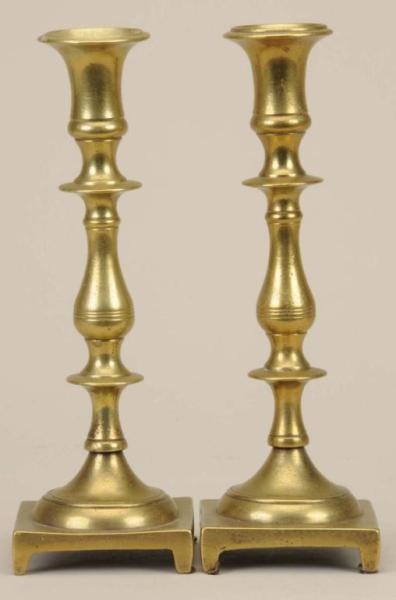 Appraisal: Lot of Russian Brass Candlesticks Description Circa Solid cast Baluster