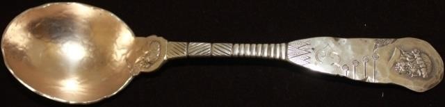 Appraisal: SHIEBLER CO STERLING SILVER SERVING SPOON WITHCLASSICAL ETRUSCAN DESIGN HAND