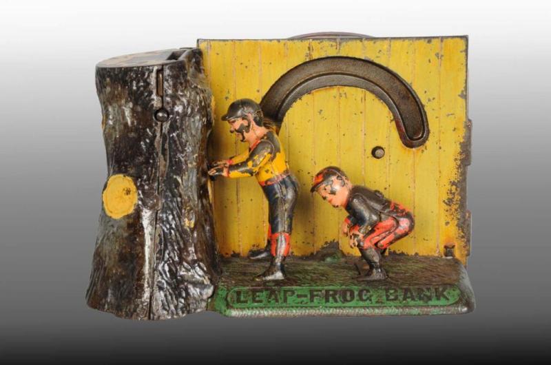 Appraisal: Cast Iron Leap Frog Mechanical Bank Description Manufactured by the