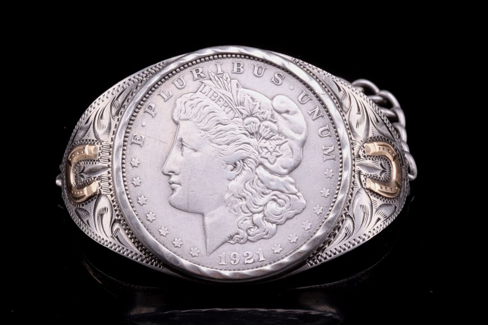 Appraisal: Navajo Morgan Dollar k Gold Bracelet Featured in this lot