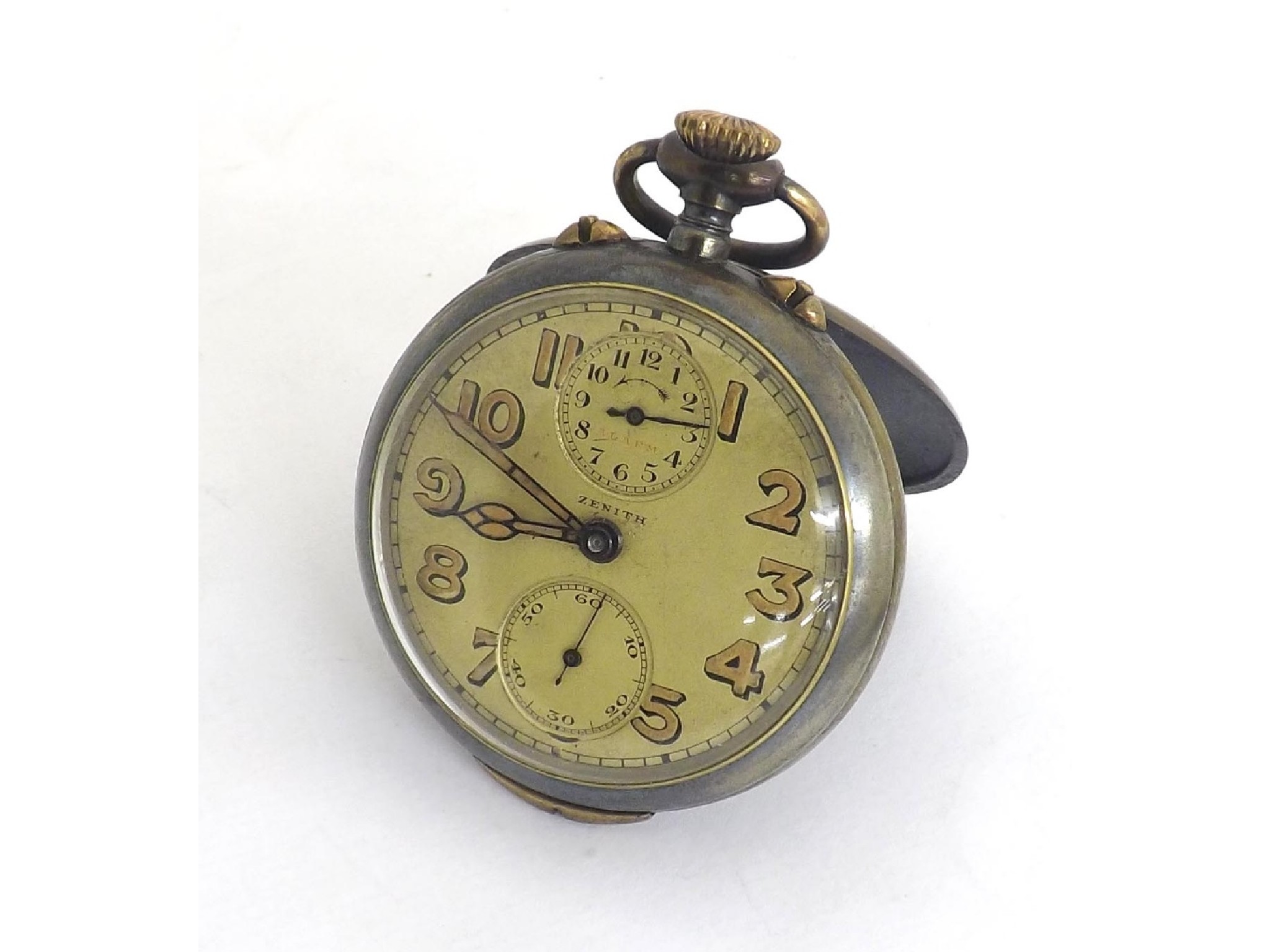 Appraisal: Zenith gunmetal alarm pocket watch gilt movement with hammers striking