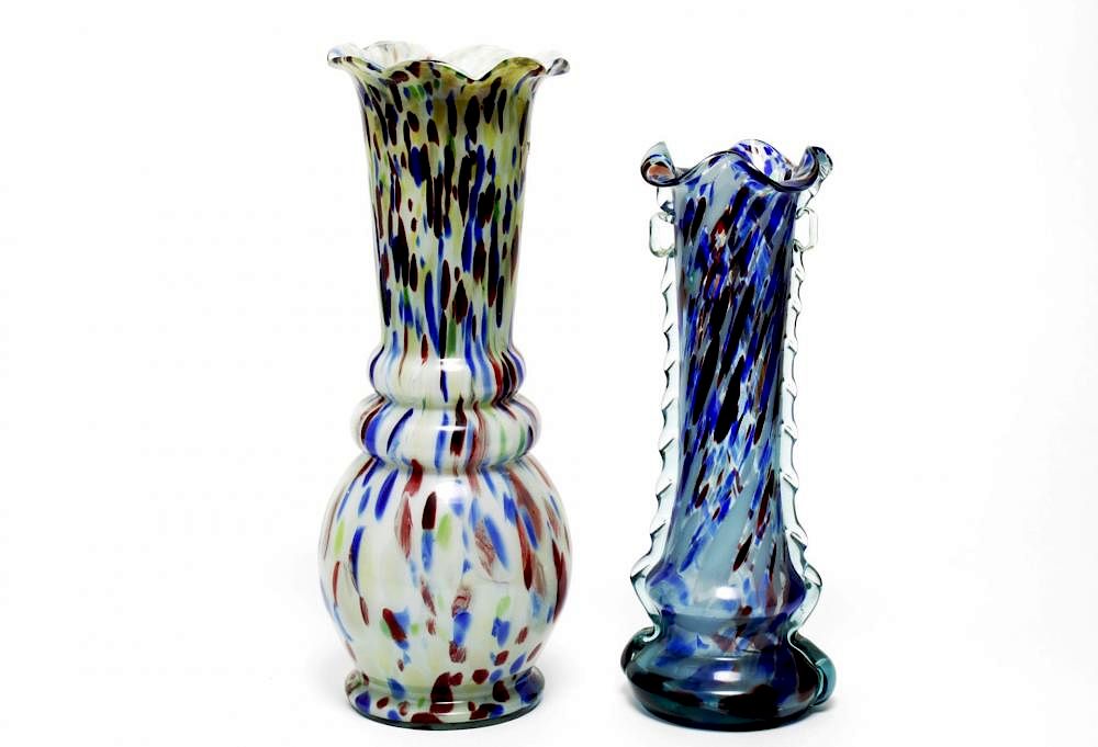 Appraisal: Murano Venetian Confetti Art Glass Vases Murano Venetian confetti art