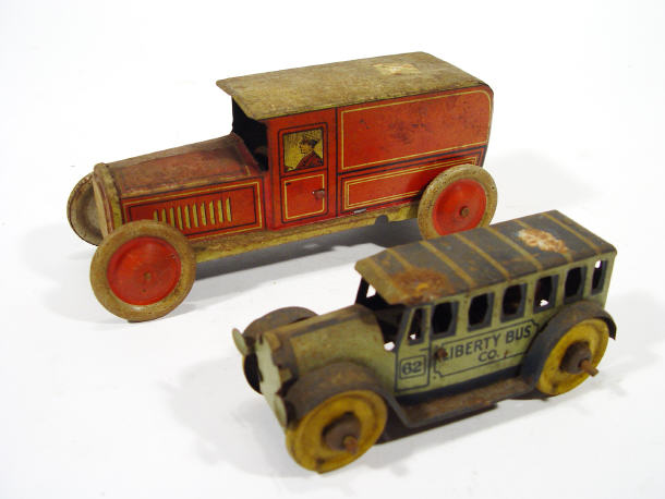 Appraisal: Two tinplate commercial vehicles a red panel van and a