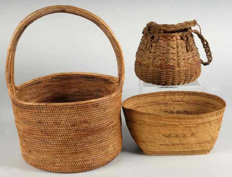 Appraisal: Lot of Hand Woven Baskets Description Includes one early Mic