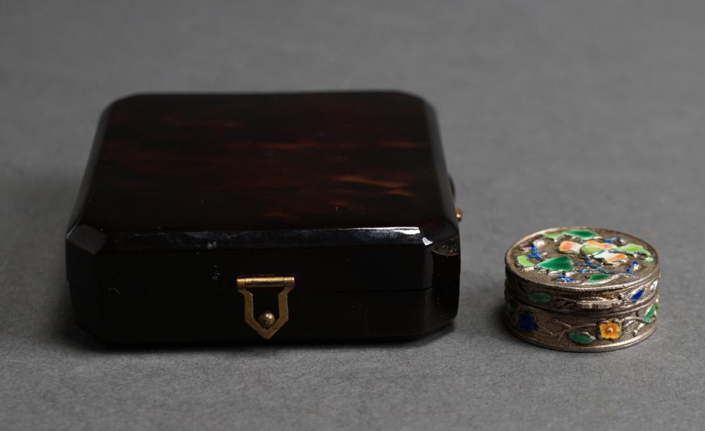 Appraisal: French Composite Compact and a Chinese Enameled Metal Pillbox