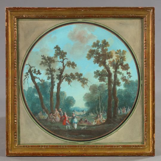 Appraisal: French Gouache of a Fete Galante depicted in the park