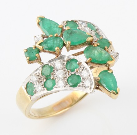 Appraisal: KY pear shaped emeralds round emeralds round diamonds ct color