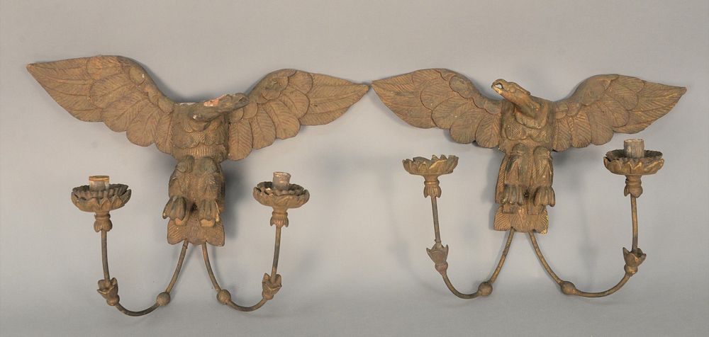 Appraisal: Pair Sconces with gilt eagle backs and two candle holder