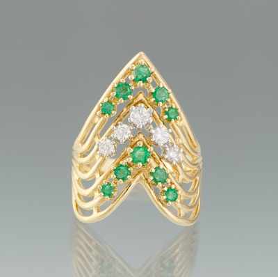 Appraisal: A Ladies' Diamond and Emerald Ring k yellow gold ring