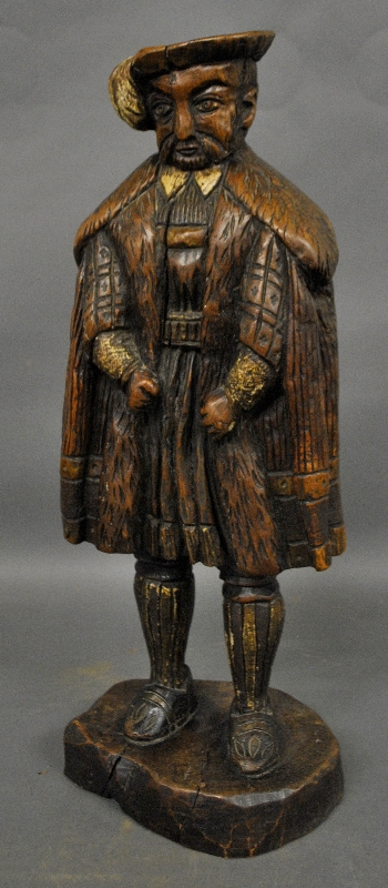 Appraisal: - Carved walnut figure of Henry VIII h x w