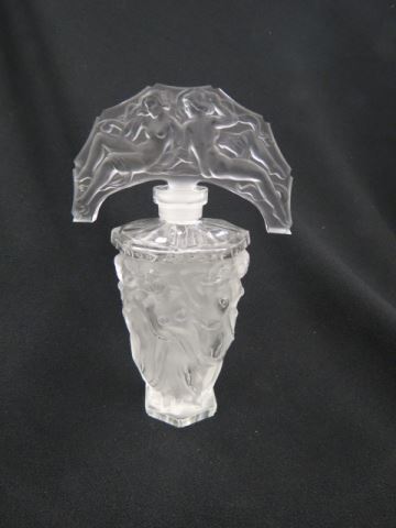 Appraisal: Czechoslovakia Art Glass Perfume Bottle frosted nudes arch stopper excellent