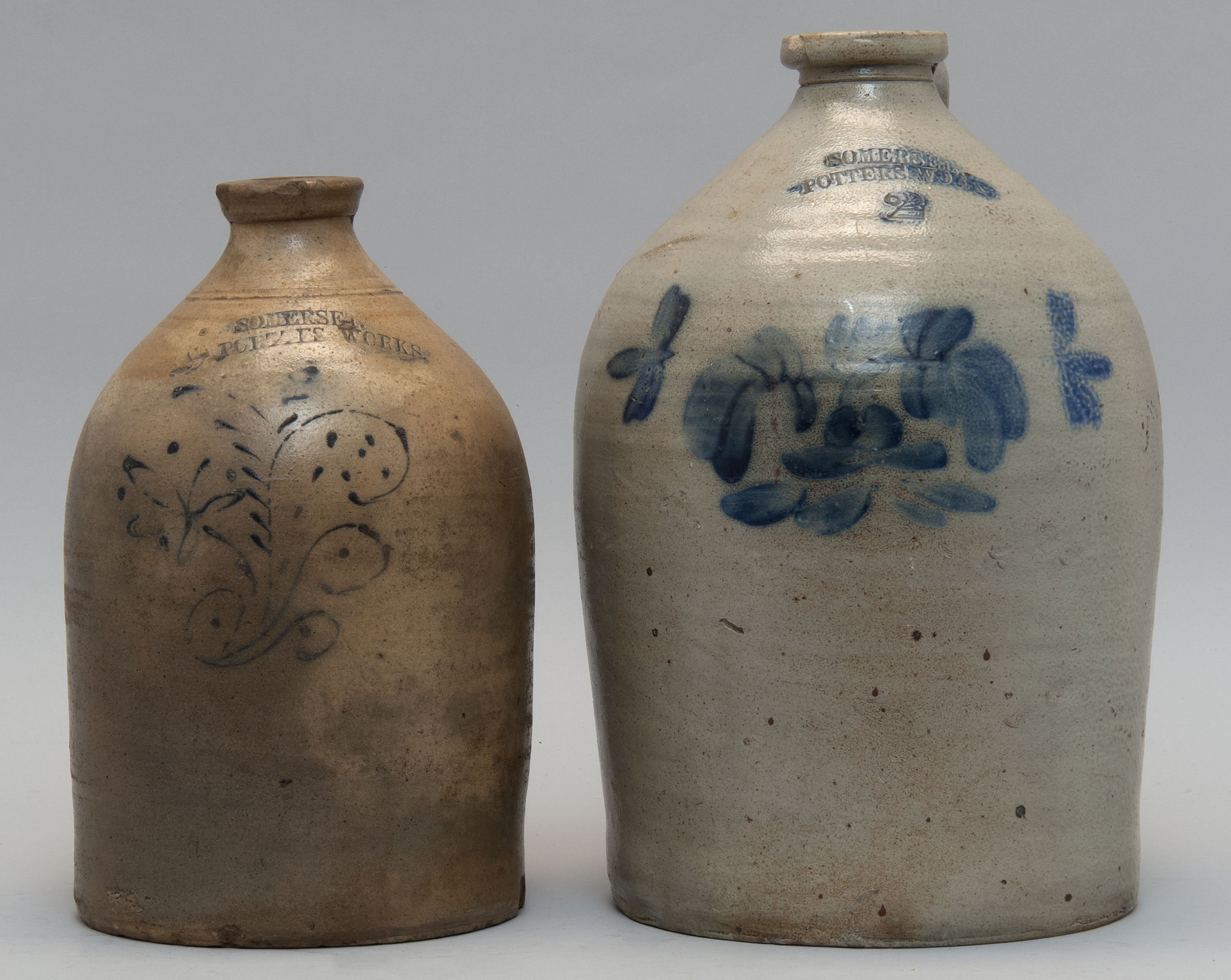 Appraisal: TWO AMERICAN STONEWARE JUGS th CenturyFrom Somerset Potters Works One