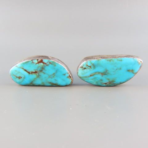 Appraisal: Indian Turquoise Sterling Earrings signed Redhorse long wide pierced style