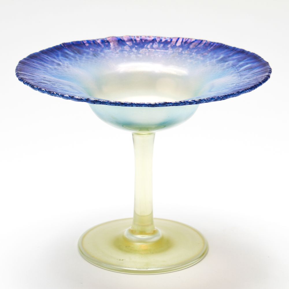 Appraisal: L C Tiffany Favrile Iridescent Art Glass Compote Louis Comfort