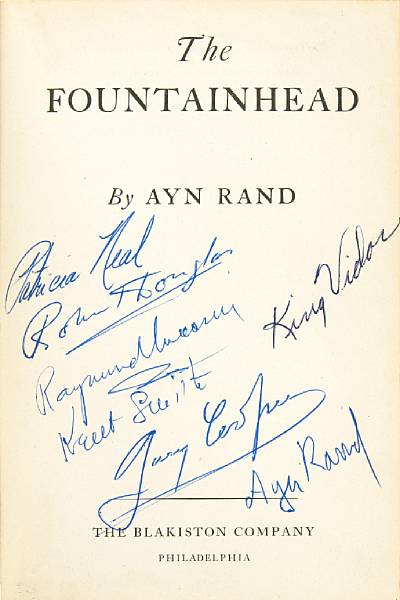 Appraisal: RAND AYN - The Fountainhead Philadelphia Original green cloth dust