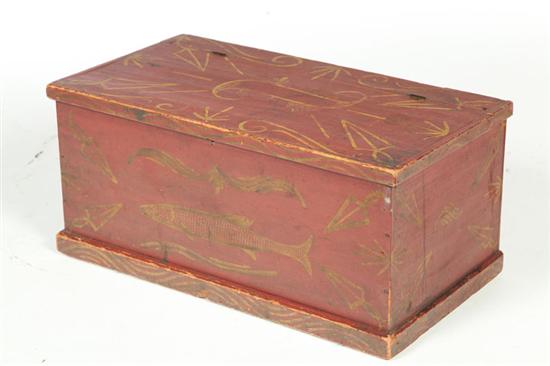 Appraisal: DECORATED BOX American mid th century poplar Retains its original