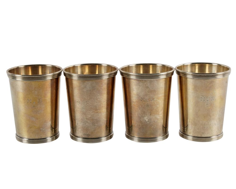 Appraisal: FOUR AMERICAN STERLING MINT JULEP CUPSInternational Silver Company Meriden Connecticut