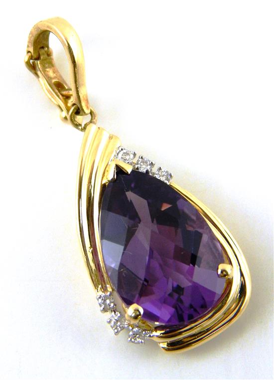 Appraisal: JEWELRY Amethyst and diamond necklace enhancer stamped and tested K