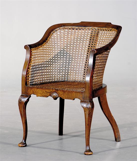 Appraisal: George III style mahogany and cane bergere late th century