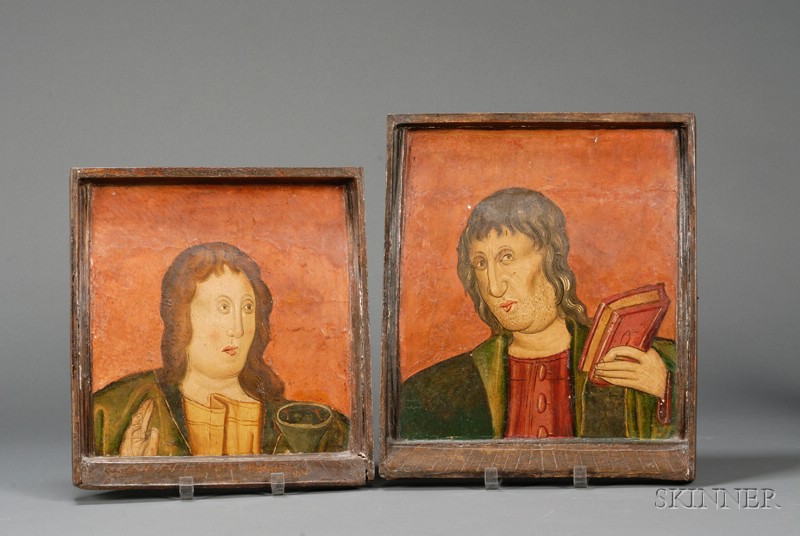 Appraisal: Pair of Catalan-type Portraits on Panel Spain th th century