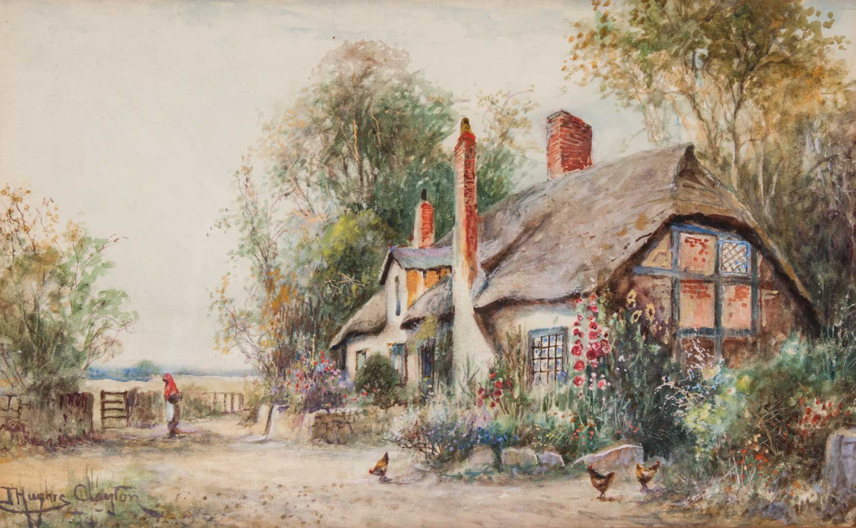 Appraisal: Joseph Clayton Country Cottage watercolor Joseph Hughes Clayton British -