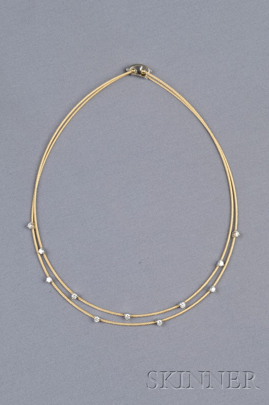 Appraisal: kt Gold Platinum and Diamond Necklace Morelli the double wirework