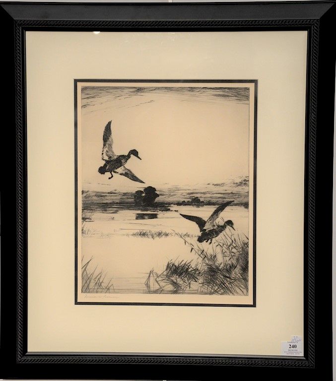 Appraisal: Frank Weston Benson - etching Two Black Ducks signed lower