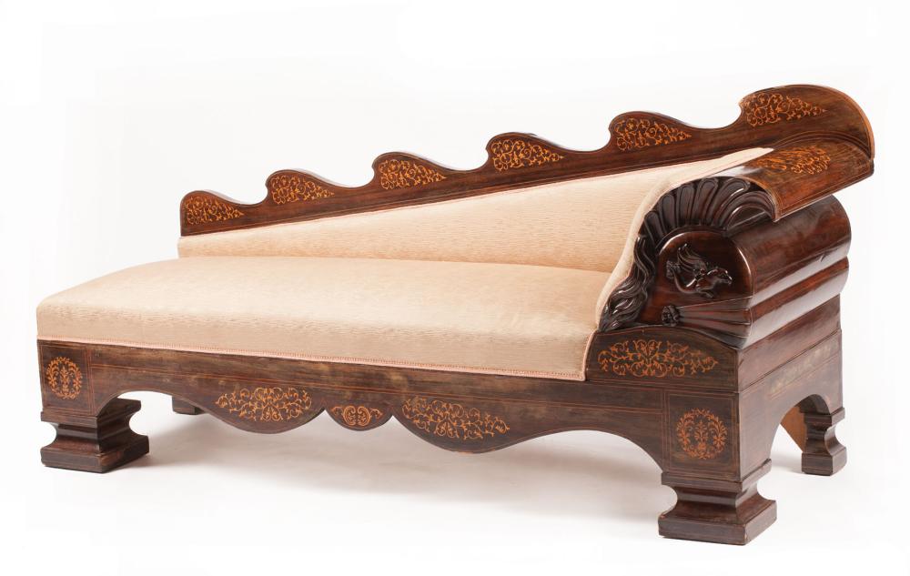 Appraisal: Continental Carved and Inlaid Rosewood M ridienne th c possibly