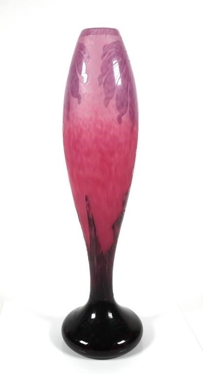 Appraisal: Le Verre Francais Dahlia Pattern Cameo Vase by Schneider c