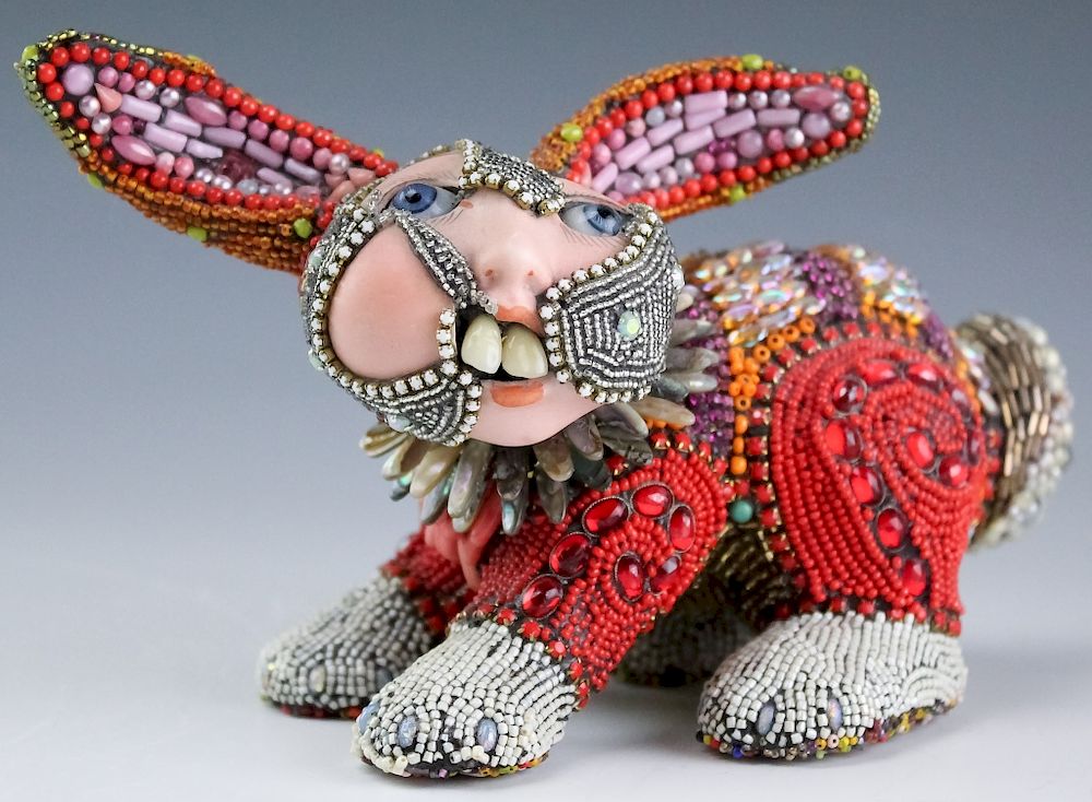 Appraisal: Betsy Youngquist Surrealist Rabbit Art Sculpture Betsy Youngquist surrealist assemblage