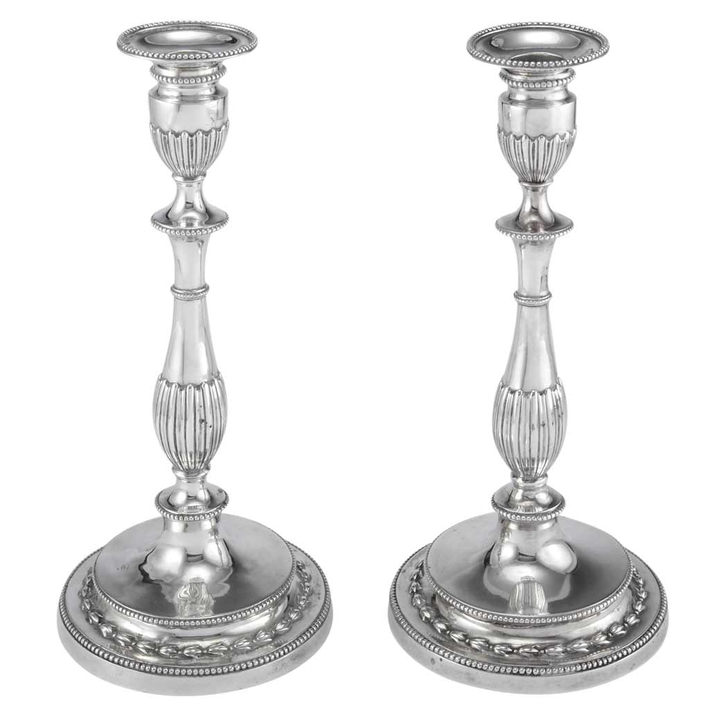 Appraisal: Pair of Silver Candlesticks Robert Innes London circa - Each