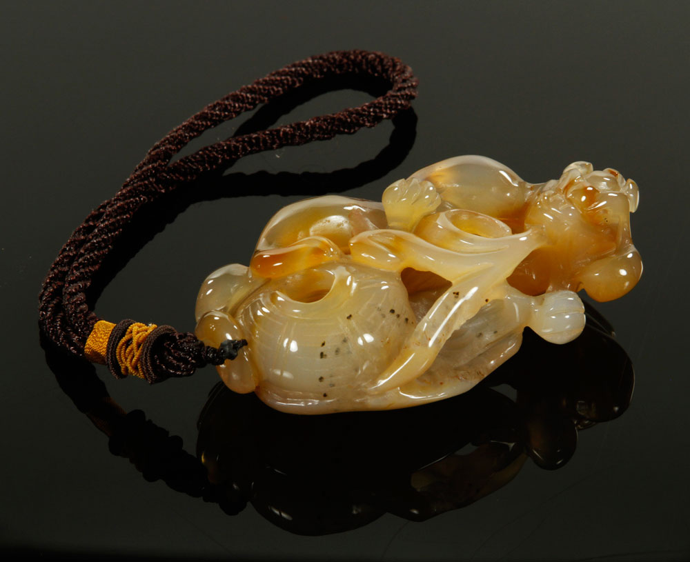 Appraisal: - Chinese Agate Squirrel Pendant Chinese pendant of a squirrel