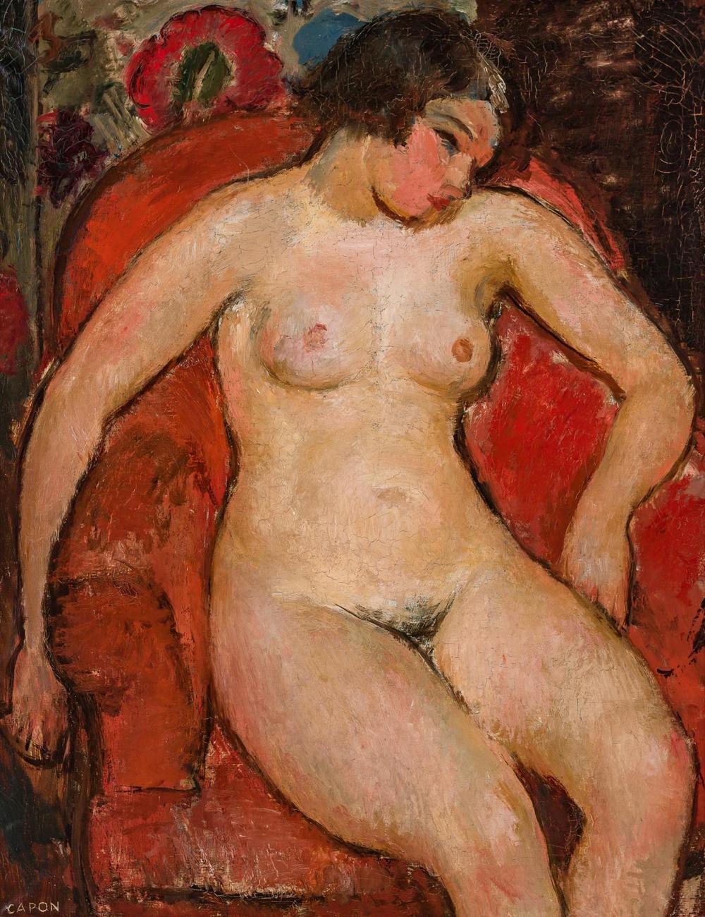 Appraisal: GEORGE CAPON French - Female Nude oil on canvas signed