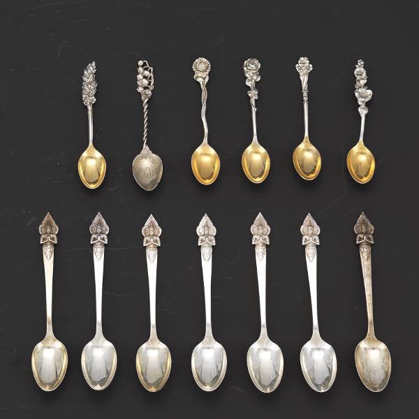 Appraisal: EIGHT STERLING SILVER COFFEE SPOONS AND SIX DEMITASSE SPOONS Coffee