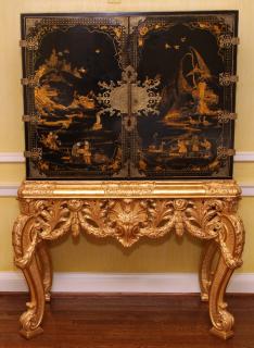 Appraisal: GEORGIAN CHINOISERIE STYLE CHEST ON STAND GEORGIAN CHINOISERIE STYLE CHEST