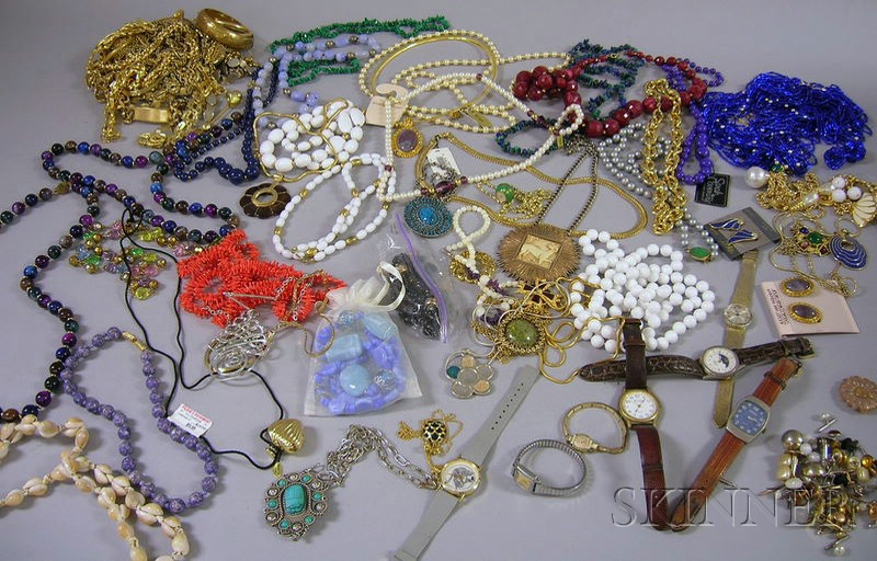 Appraisal: Large Group of Mostly Costume Jewelry including cuff links wristwatches