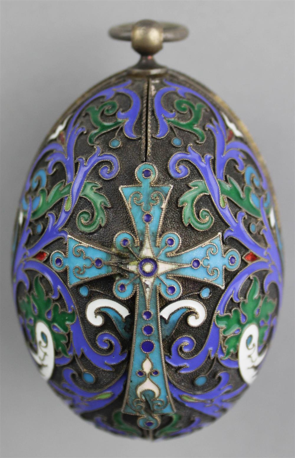 Appraisal: RUSSIAN SILVER GILT AND ENAMEL EASTER EGG ICON ca St