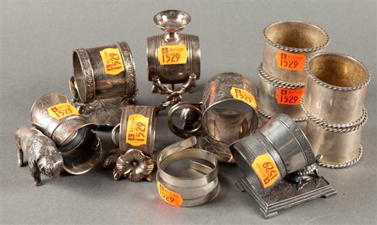 Appraisal: Six American Aesthetic style silver-plated napkin rings late th century