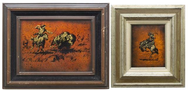 Appraisal: lot of Framed gold leaf gilt foil art on glass