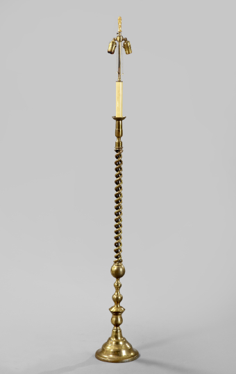 Appraisal: American Antiqued Brass Spiral-Standard Floor Lamp second quarter th century