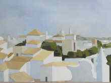 Appraisal: An acrylic on board townscape '' Tavira Portugal '' x